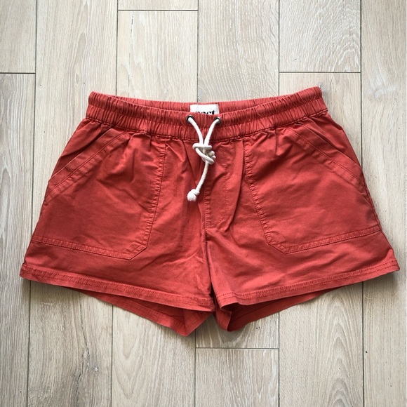 Pact Organic Cotton Woven Twill Drawstring Shorts in Coral Orange Women’s Size S - Picture 2 of 11